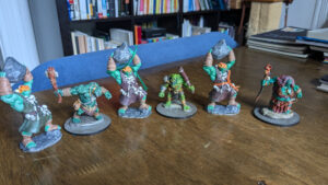 Ogre miniatures used during the Preswin Wood game